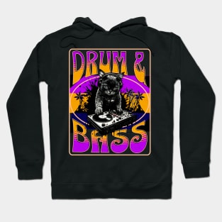 DRUM AND BASS  - Psychedelic Cat DJ (orange/purple) Hoodie